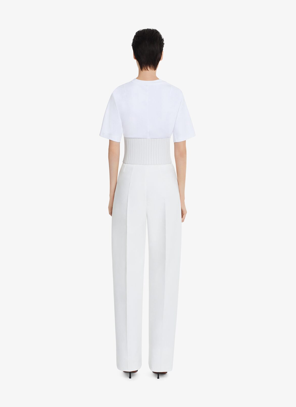 JERSEY CORSET T-SHIRT ALAÏA WHITE JERSEY CORSET T-SHIRT
